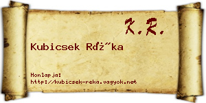 Kubicsek Réka névjegykártya